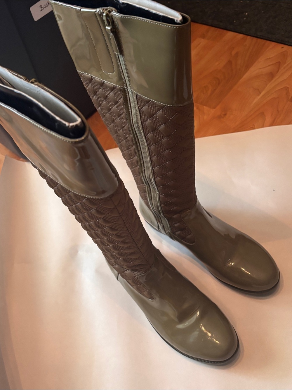 Cole Haan Nike Air Quilted Tali Wedge Rain Boots - Women's Size 7 - Olive Green - Picture 9 of 10